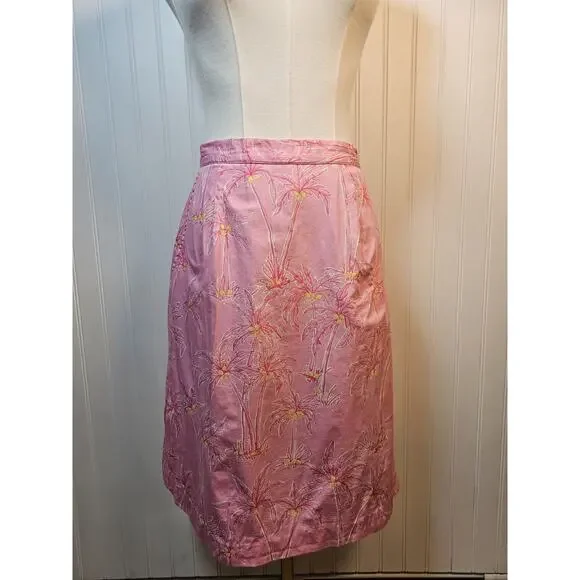 Lilly Pulitzer Vintage Pink Palm Tree Skirt Women's Size 6 Tropical Beach Resort - Picture 1 of 12